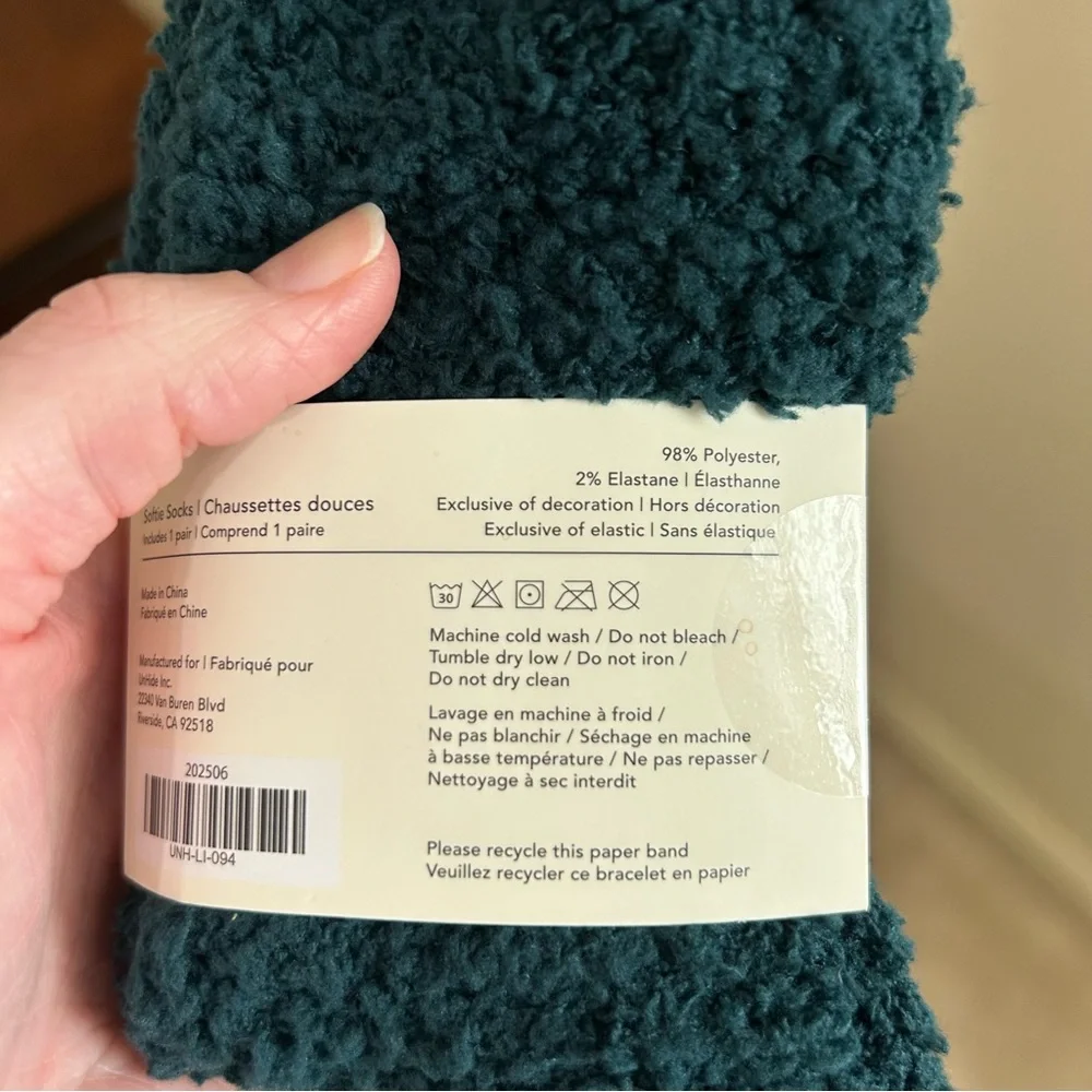 UnHide Softie Socks Dark Green Cozy Plush Lounge Socks One Size